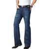 Ausgestellte Herren-Jeans mit Boot-Cut-Bein und ausgestelltem Bein, klassische Designer-Denim-Jeans mit hoher Taille, Stretch, lockerer, ausgestellter Denim, dunkelblaue Jeans
