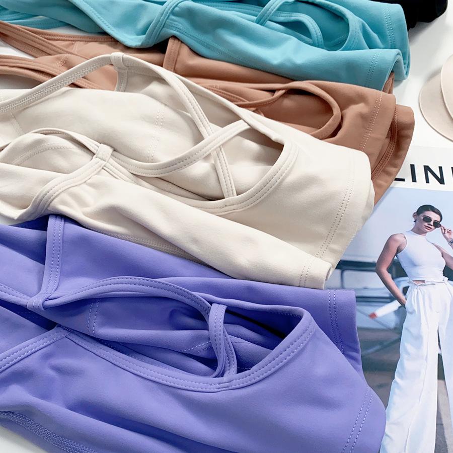 Women's 2025 Yoga Tank Top with Thin Straps, Beautiful Back, and Chest Pad - Perfect for Running and Fitness.