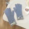 Bow Gloves for Women In Winter Korean Style Versatile Student Cute Five Finger Wool Knitted Couple Men Warm Riding