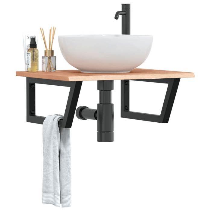 VidaXL Wall-mounted Vanity Shelf Steel and Solid Oak Wood 3302607
