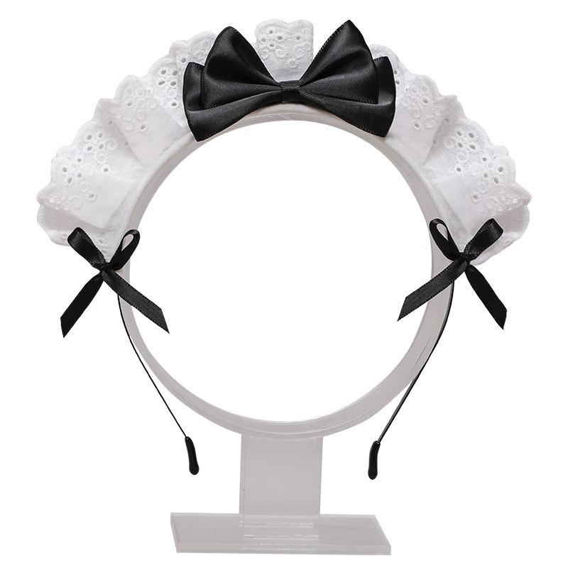 A handmade two-dimensional olita headdress, lolita hair accessories, lace bow, maid headband.