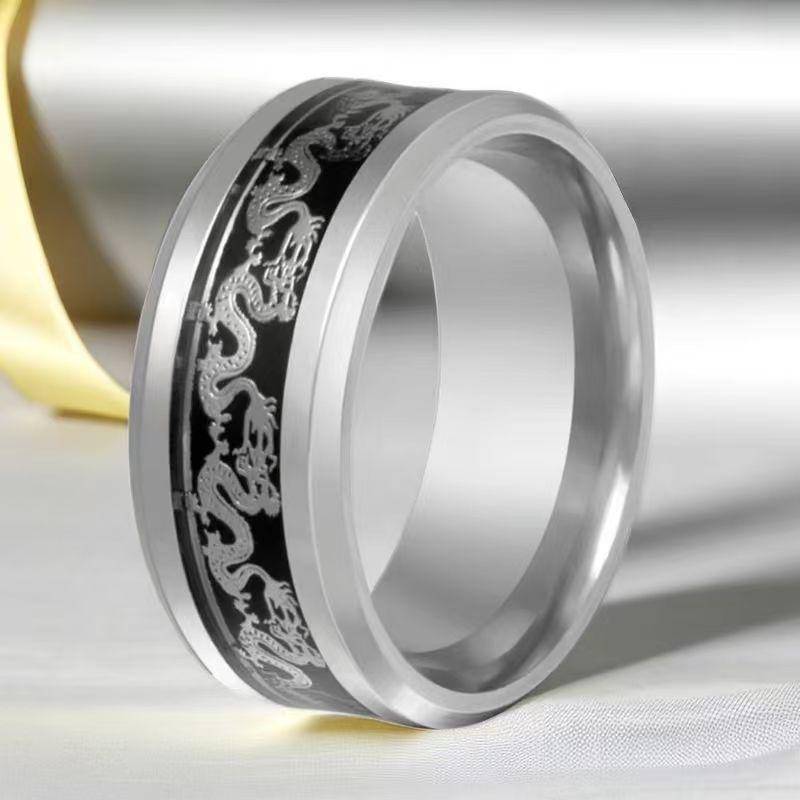 Men's 8mm Retro Titanium Steel Ring: Light Luxury, Niche Design