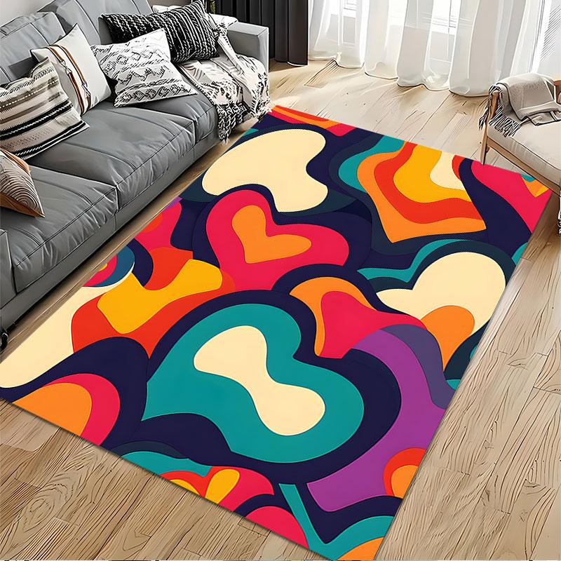 Colorful Abstract Heart Pattern Suitable As a Non-slip Mat for the Living Room or Bedroom Sofa