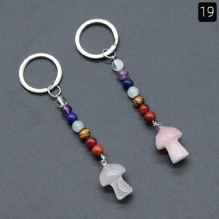 Key Chains Plant Jewelry Mushroom Shape Stone Alloy Material Key Rings for Keys