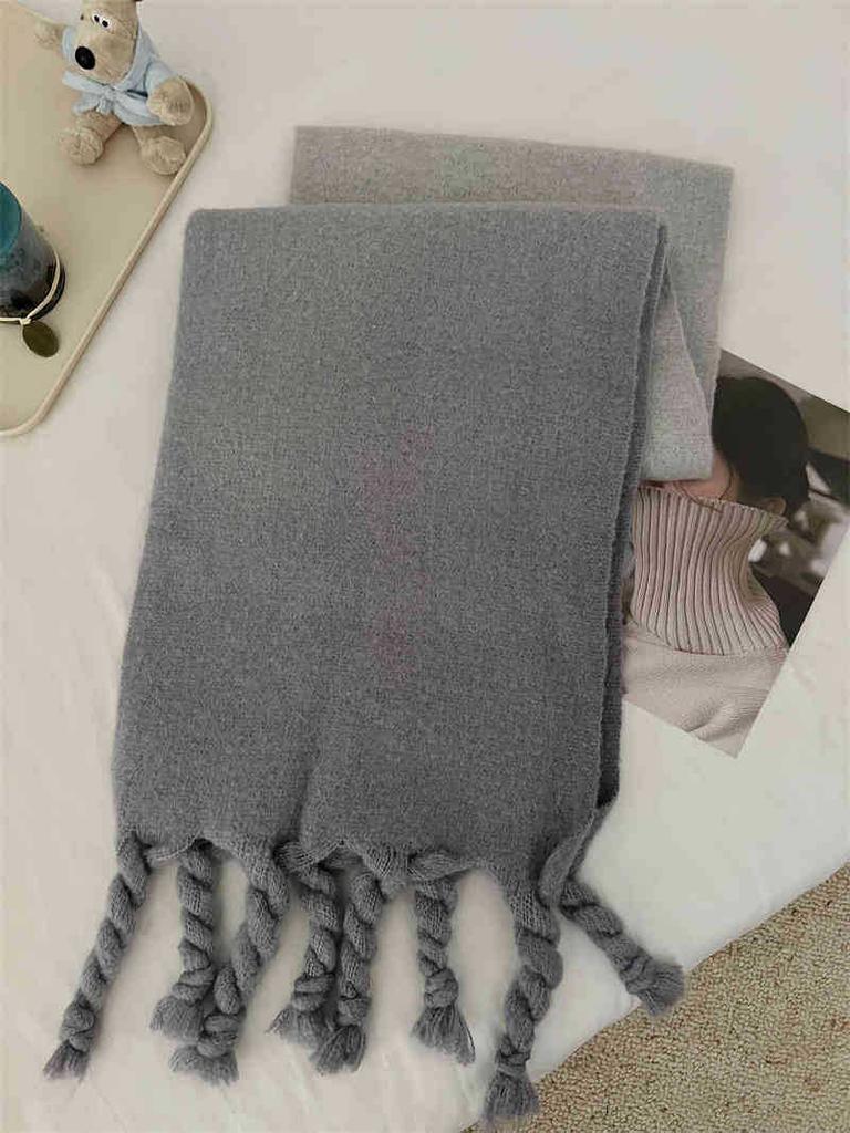Encore Red Gradient Hanging Dyed Mohair Twist Braid Scarf Female Solid Color Couple Scarf Thick