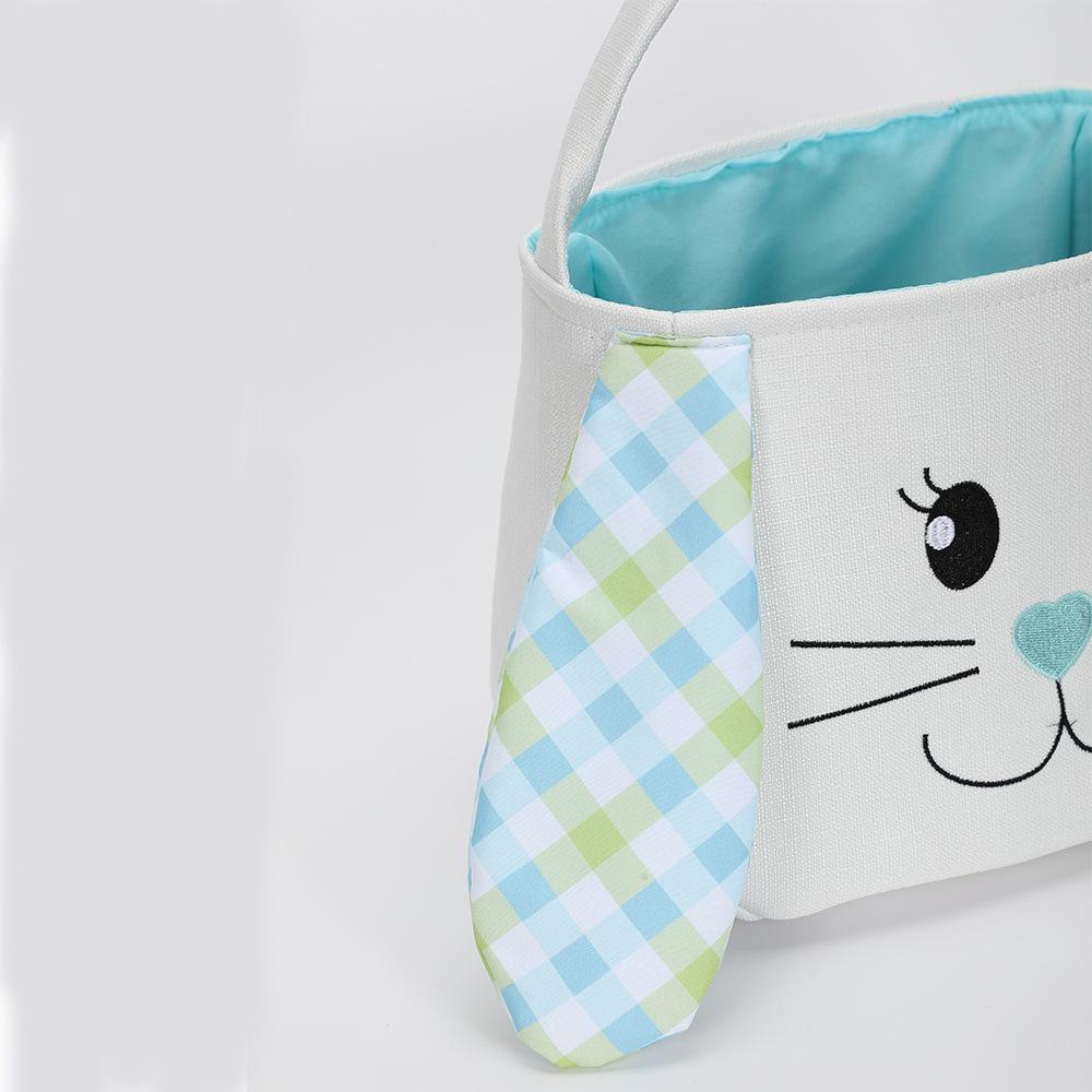 Easter Bunny Ears Handheld Basket - Plush Fabric for Eggs & Decor