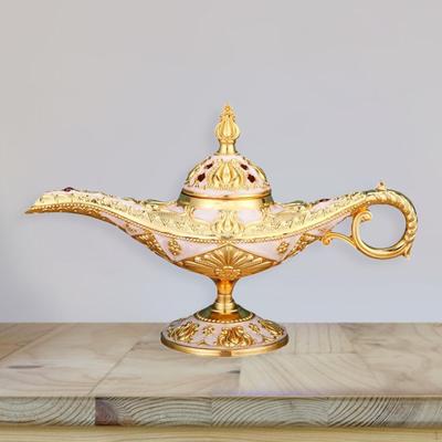 Genie Lamp Incense Burner Magic Holder Decorative Home Fragrance Vintage Wishing Light