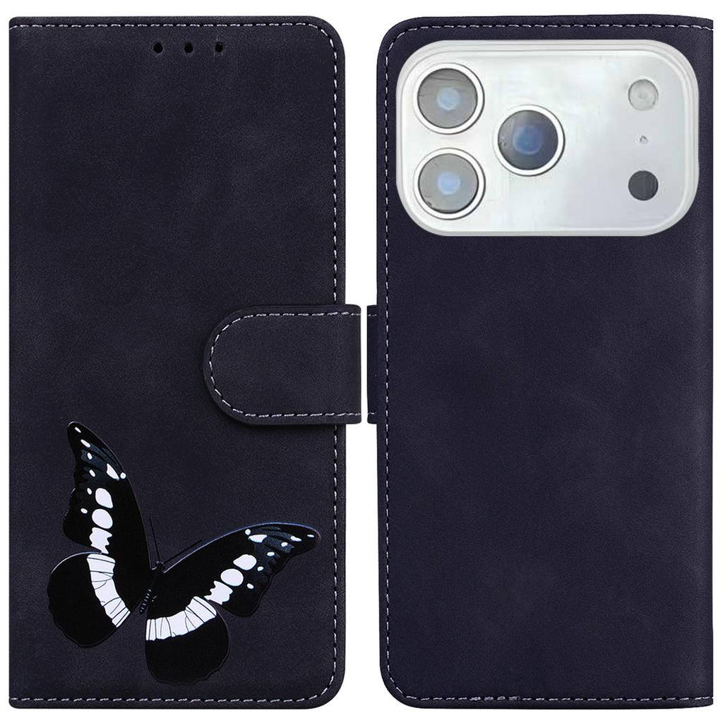 For iPhone 17 Pro Max Stand Case PU Leather Phone Cover Butterfly Printed
