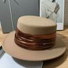 Imitation Woolen Top Hat Women's Autumn and Winter New Retro British Flat-top Temperament Holiday Hat Retro Hepburn Flat Edge Felt Hat Tide