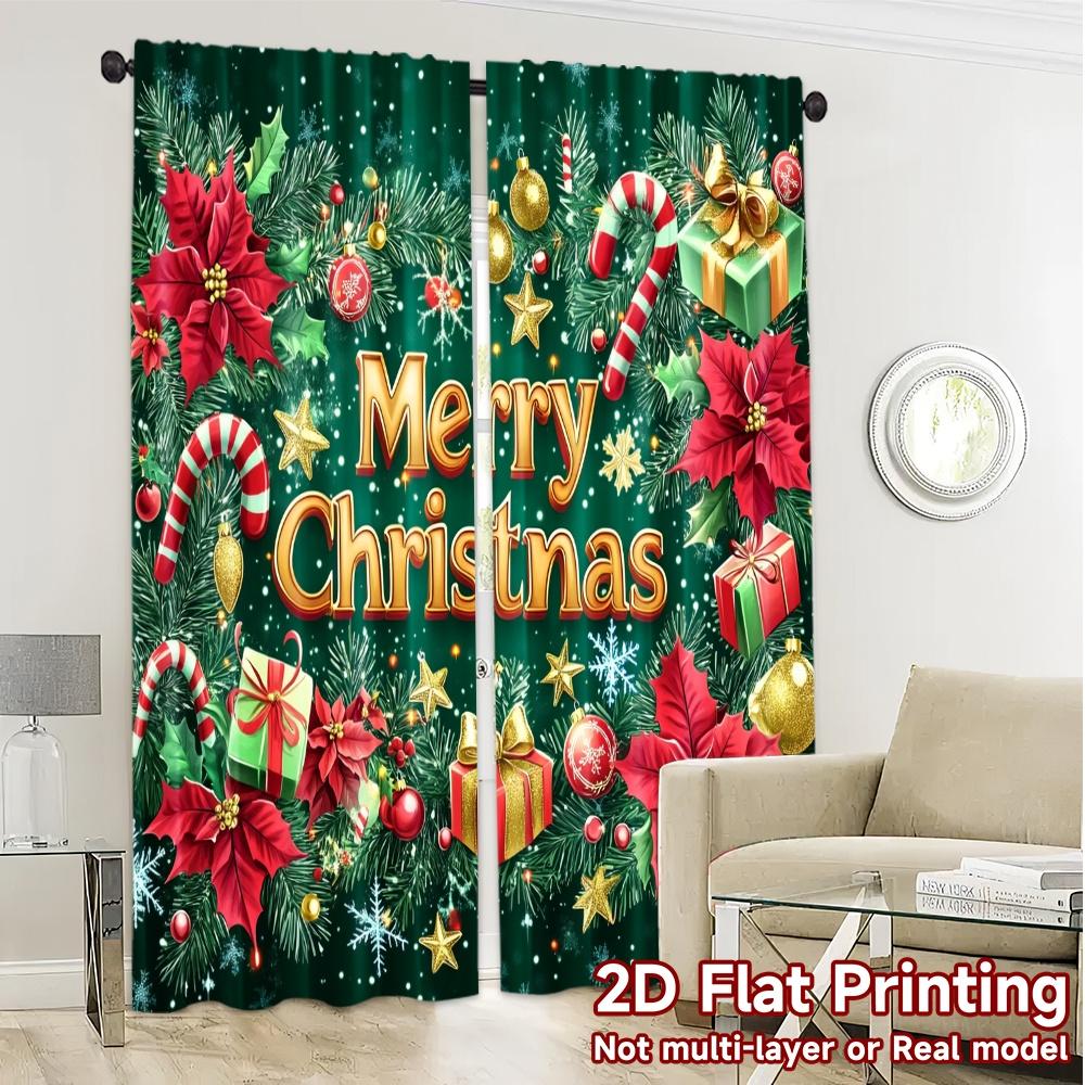 2 Stück, Vorhänge Christmas88 (3) Muster Beliebte Vorhänge Vielseitige 100% Polyester Vorhänge Wärmedämmung und Verdunkelung
