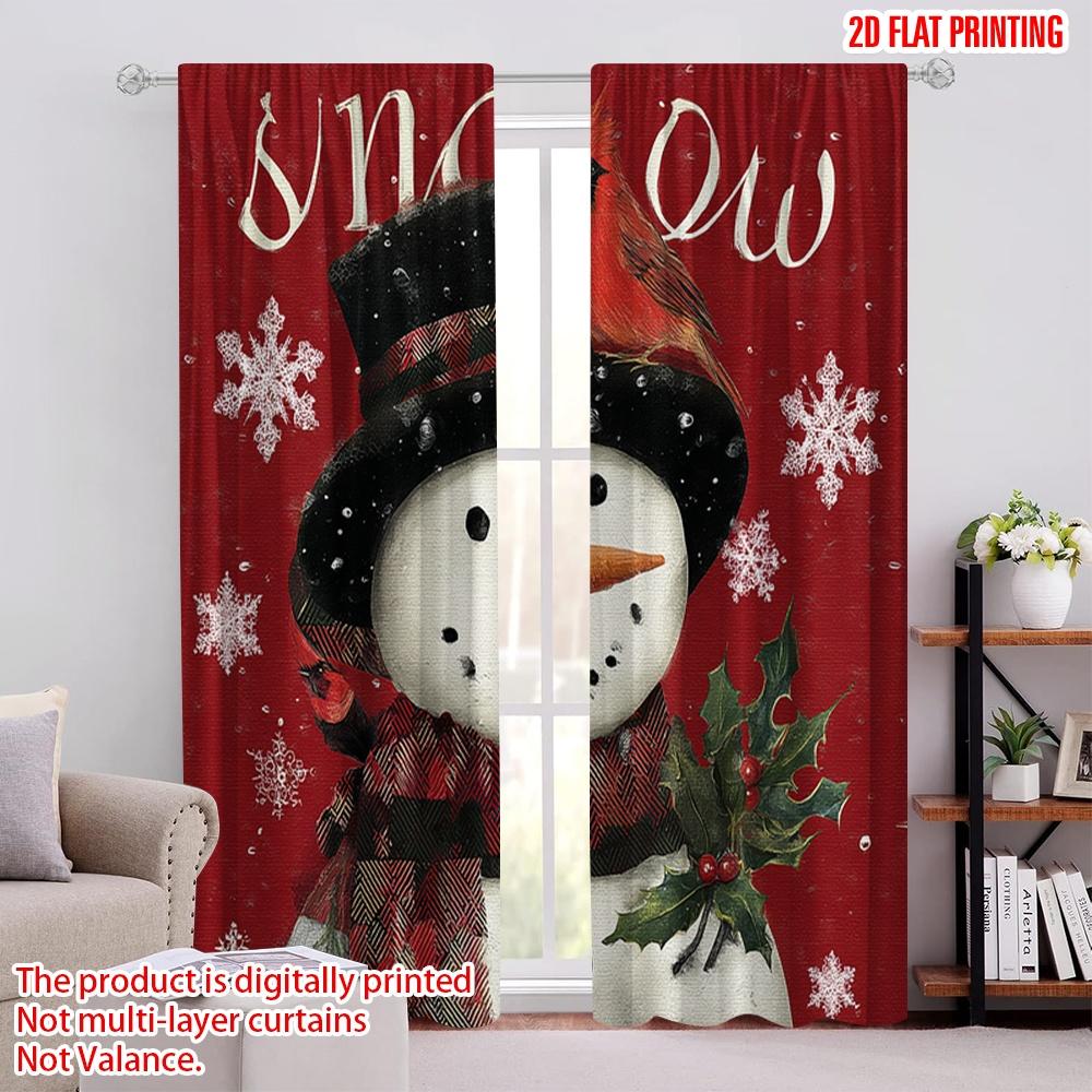 

2pcs,2D plane printing Popular Curtains Let It Snow Snowman Snowflake Polyester Woven (without rod) Holiday Perfect for Bedroom, 52.50 × 116.00 cm 2 pcs