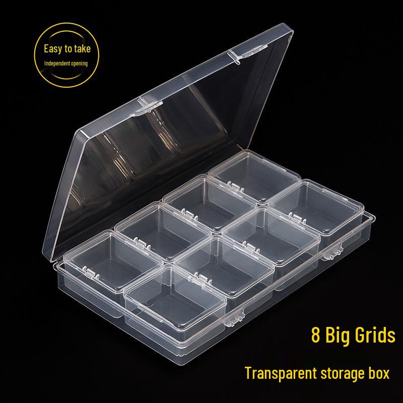 Transparente Aufbewahrungsbox mit mehreren Fächern für Schmuck, Nagelkunst und Zubehör