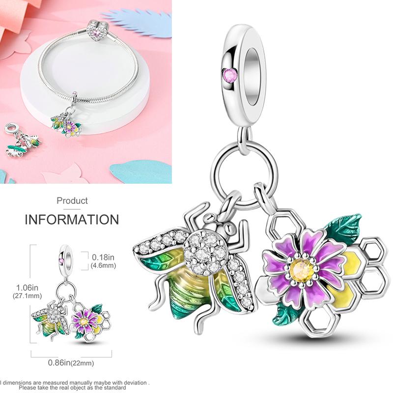 Neuer 925er Silber Kaktus Kleeblatt Anhänger Frühlingsgrüne Serie Perlenanhänger Für Original Perlenarmband DIY Schmuck