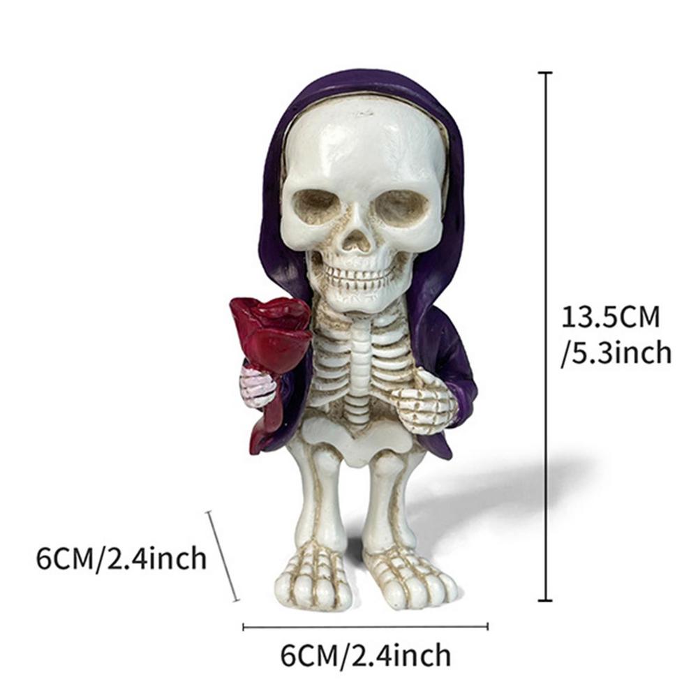 Miniature Skeleton Figurines Hand Carved Skeleton Doll With Sweatshirt Horror Figurines Skull For Household Desk Cupboard
