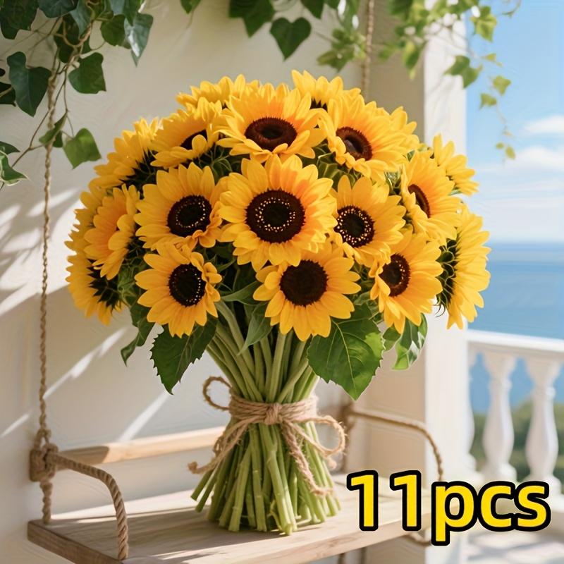 

Large Realistic Artificial Sunflower Bouquet-Vibrant Yellow with Dark Brown Centers,Ideal for Christmas,Halloween,Thanksgiving