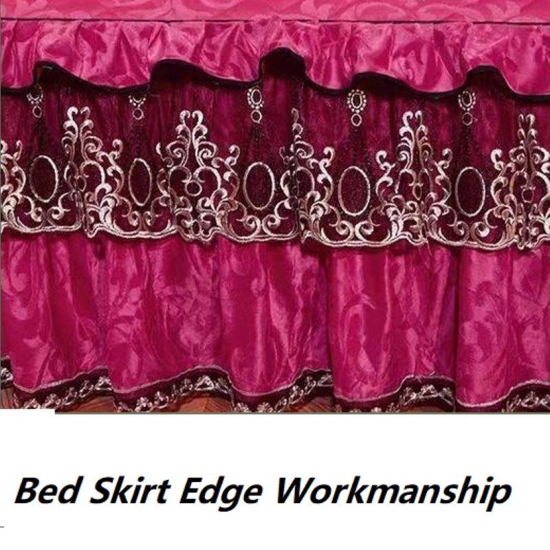 Einfarbige Tagesdecke mit Samtprägung, verdickter, gesteppter Plüsch-Bettrock, King-Size-Bettschutzbezug, ohne Kissenbezug