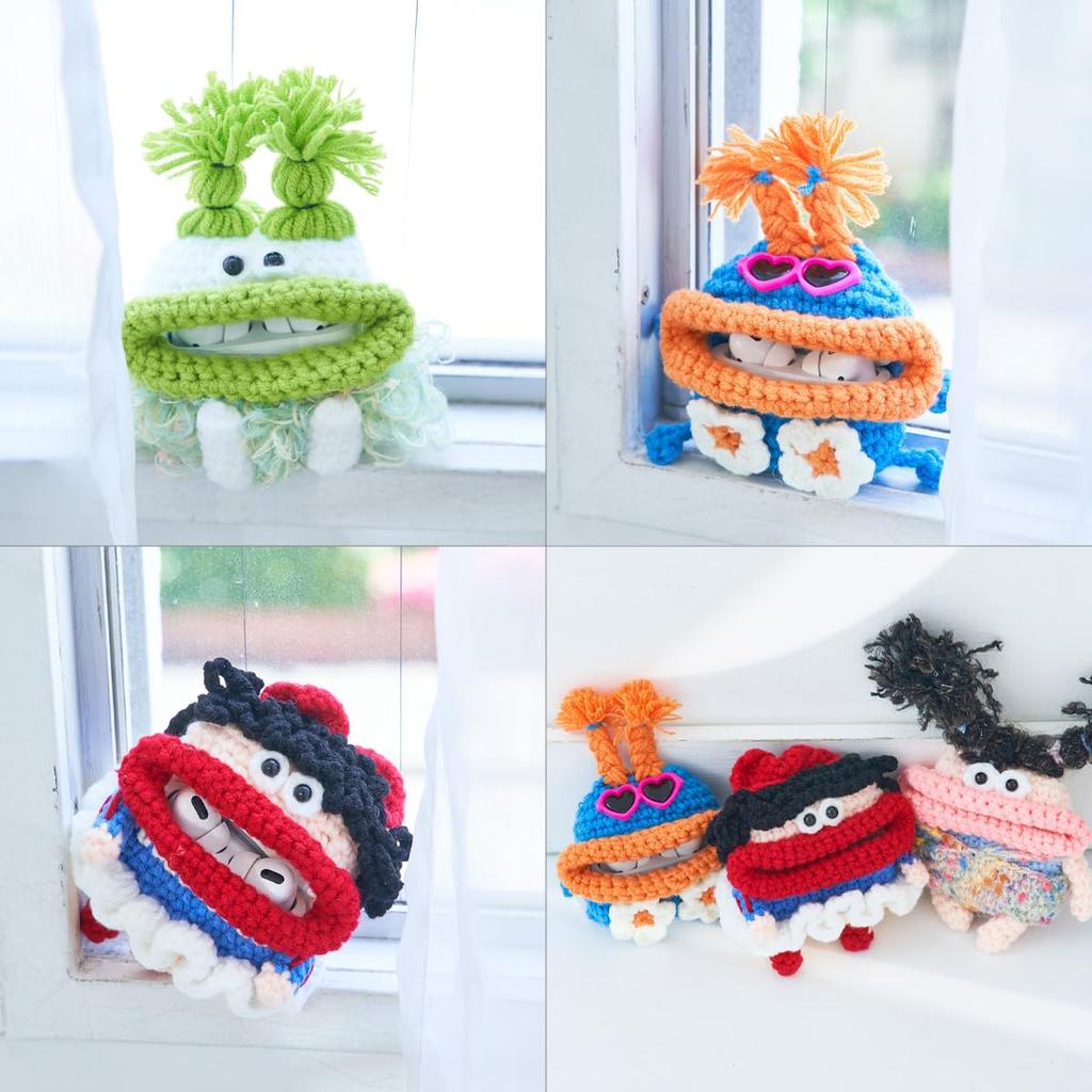 Macaroni Edge Airpods Handmade Yarn Mascot Case for Airpods Pro Case, Airpods, (2nd Generation) (Airpods Pro/Pro (2nd Generation), Mojarin)