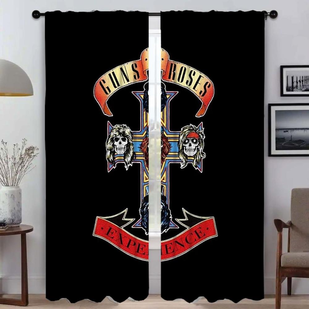 Guns N'Roses Trennwand Heim Vorhänge 2 Stück Wohnzimmer Vorhang Halloween Dekoration Jalousien Vorhänge für Schlafzimmer