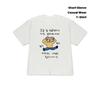 European Size Cute Cartoon Bear with Head-Hugging Pose | Casual White Short-Sleeve T-Shirt with Korean Funny Text, Comfortable for Spring/Summer
