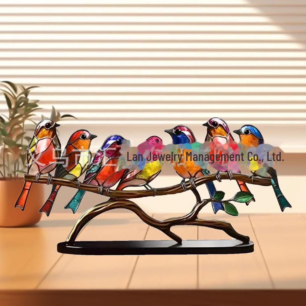 Colorful Bird & Flower Acrylic Home Ornaments