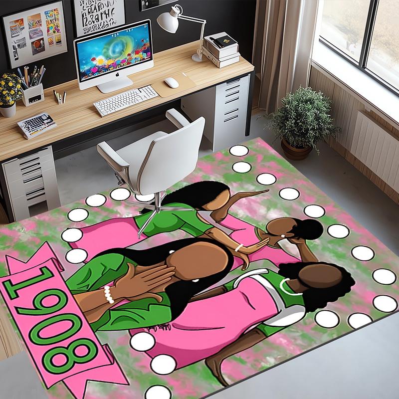 Alpha Kappa Alpha Pattern Rug, Indoor/Outdoor Mat, for Picnic, Gameroom, Bedroom, Office, Living Room, Home Decor Carpet, Birthday Gift