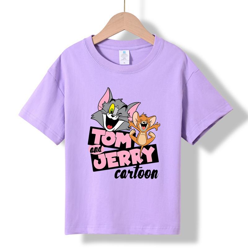 XH27 MINISO 2026 Summer New Printed Cotton Round Neck T-shirt for Children Aged 1-16, Boys and Girls