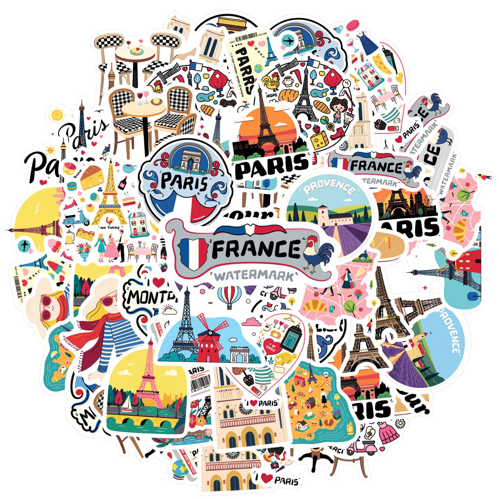 

35pcs Cartoon French Landmarks Stickers Playful France Paris Stationery Stickers French Landmarks DIY Stickers For Notebook