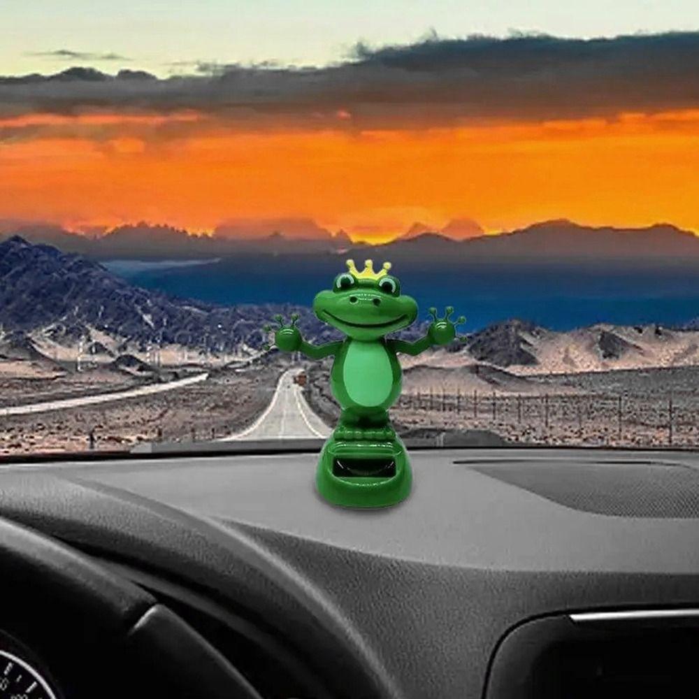 Cartoon Shaking Hand Doll Frog Shape Swing Dancing Doll Solar Powered Frog  Home Decoration