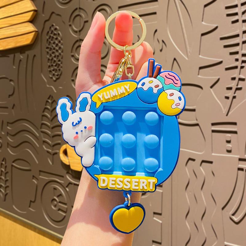 Милый мультяшный кролик, брелок-антистресс, игрушка, ПВХ материал, розовый синий