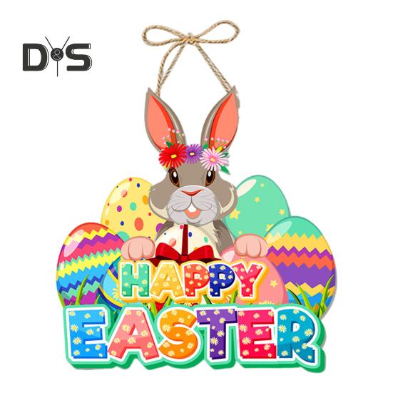 Wielkanocny znak na drzwi Wesołych Świąt Wielkanocnych Drzwi Witamy Znak Dekoracja wisząca na drzwiach wejściowych z liną na ścianę Dom Wewnątrz Zewnątrz Dekoracja wiosenna
