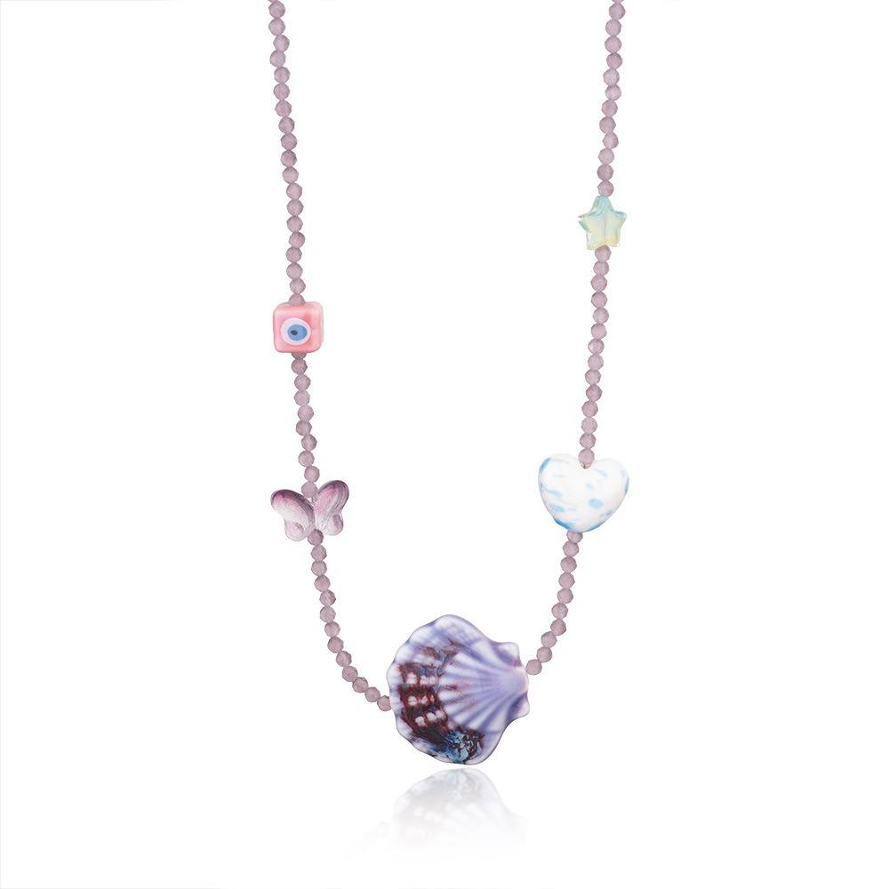 Crystal Shell Pendant Necklace Sea Beach Bohemia Beads Chain Choker Conch Shell Necklace  Summer