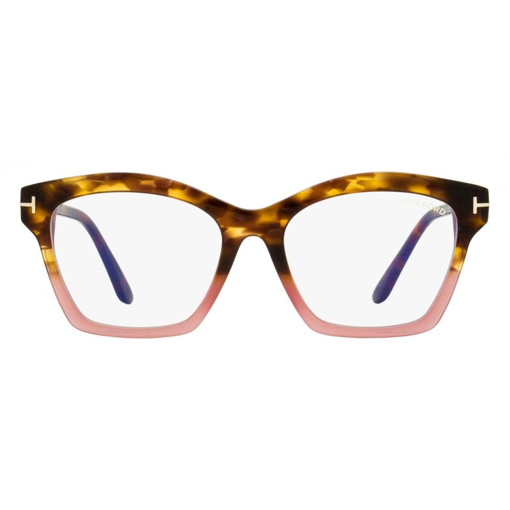 Tom Ford Women S Square Blue Block eyeglaSSeS Tf5965b 055 Havana Pink 53mm