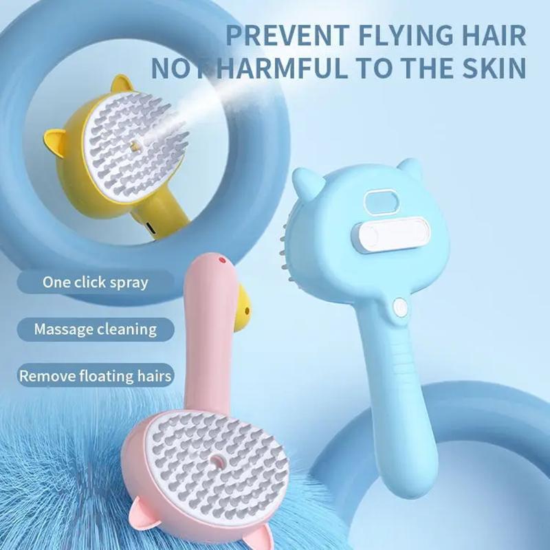 2-in-1 Cat grooming comb Pet Grooming Brush - Electric Massage & Waterless Spray Comb for Cats/Dogs One-Button Deshedding