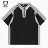 Hello Hipanda Panda Personality Half Zip Lapel Short Sleeve Polo Shirt