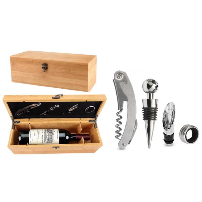 Shangqi Wine Opener Set with Single Natural Wood Box