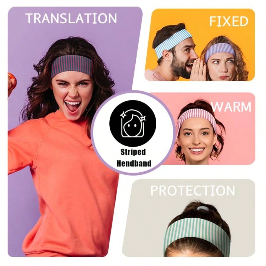Striped Headbands, Non-Slip Elastic Fashion Headwraps For Women, Suitable For Fitness, Yoga, Running, Casual Polyester Headbands For All Seasons
