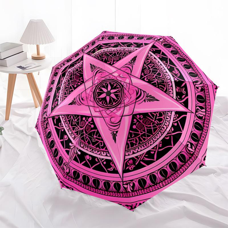 1pc Star Mandala Pattern Automatic Open/Close Umbrella - Compact Travel Umbrella, Perfect for Women & Men - Ideal Birthday/Christmas Gift, 204