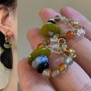 Classic Middle Women Girls Enamel Flower Earrings Ear Clip Vintage Elegant Lady High-end Party Banquet Accessories Jewelry