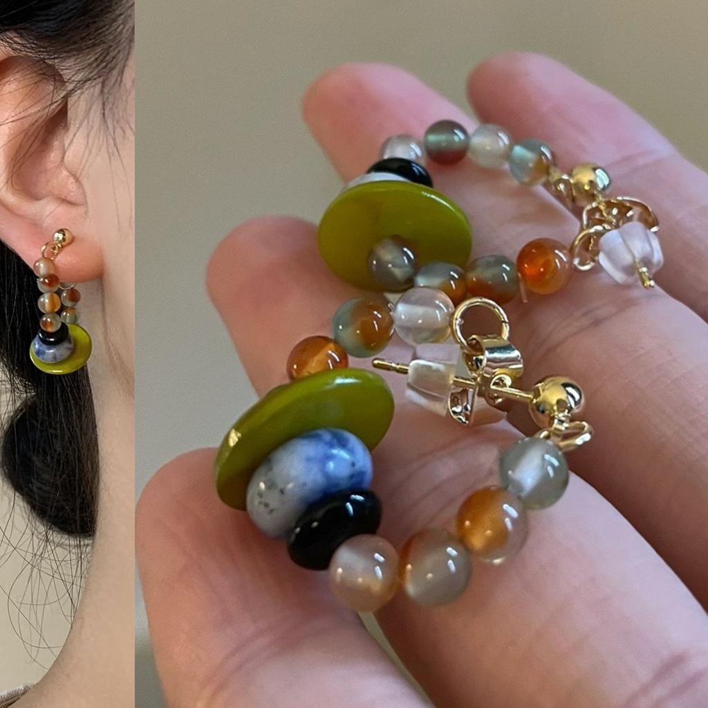 Classic Middle Women Girls Enamel Flower Earrings Ear Clip Vintage Elegant Lady High-end Party Banquet Accessories Jewelry