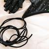 Tooxika Erotic Underwear Sequined Ladies Nightclub Style Steel Ring Gathered Gloves With Ropes Three-piece Set