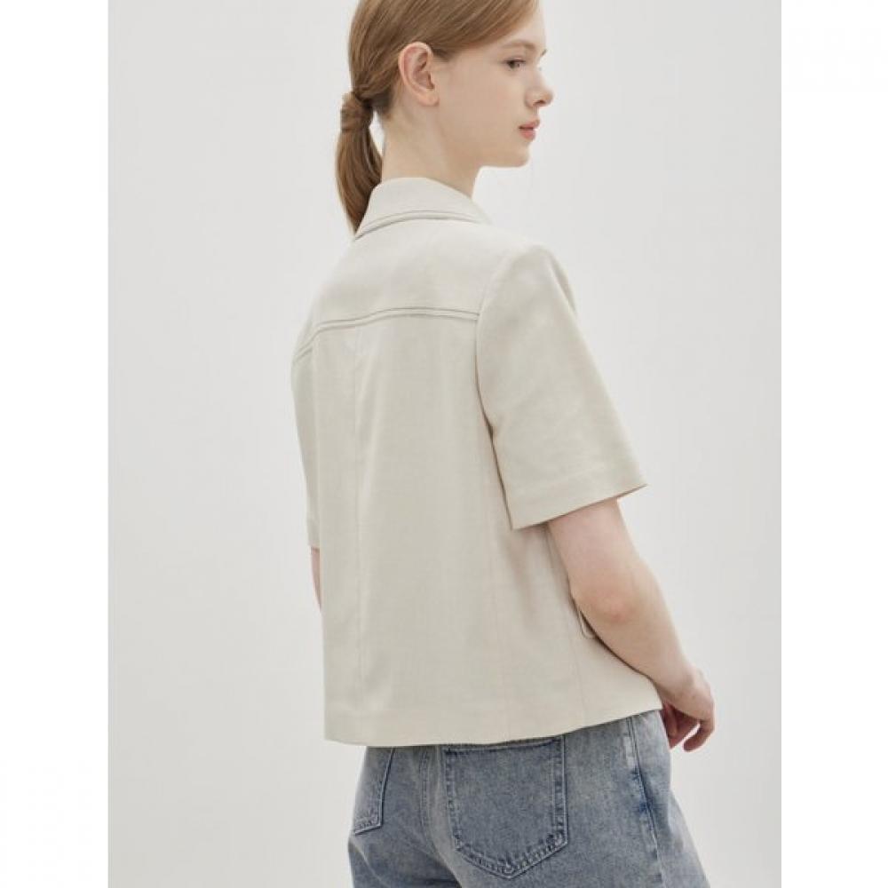 Cc Collect Half Sleeve Color Stitched Crop Jacket C262msf135