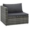 5 Piece Garden Lounge Set with Cushions Poly Rattan Gray