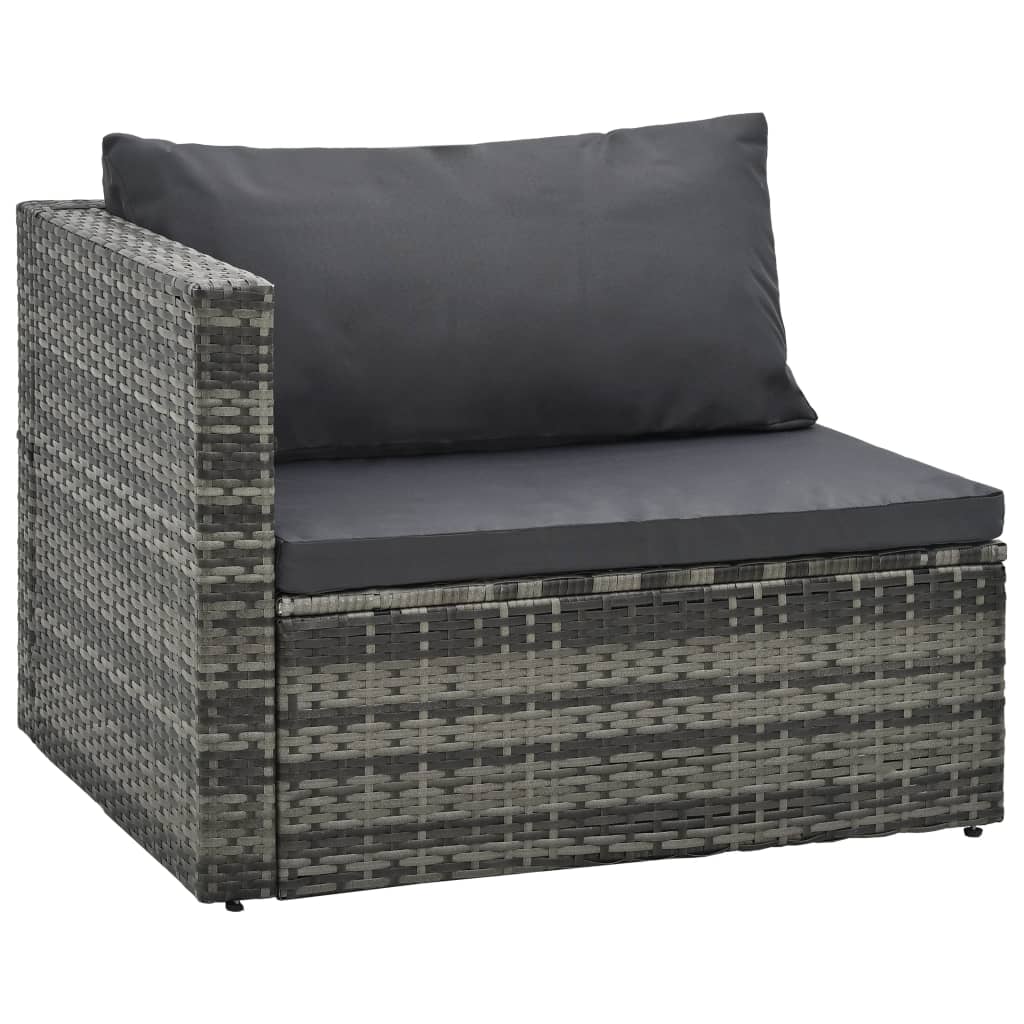 5 Piece Garden Lounge Set with Cushions Poly Rattan Gray