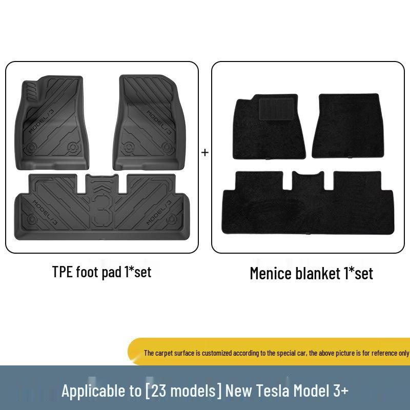 Eco-Friendly TPE Floor Mats for 2023 Tesla Model 3 - All-Weather Piano Style