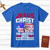 Jesus Christ American Flag TShirt Mens and Womens Short Sleeve Cotton Tees Y2k Shirt Men Clothing Summer Blouse Oversize Tops