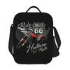Motorcycle Ride Route 66 Insulated Lunch Bags for US Numbered Highways Resuable Thermal Cooler Food Lunch Box Work School Travel