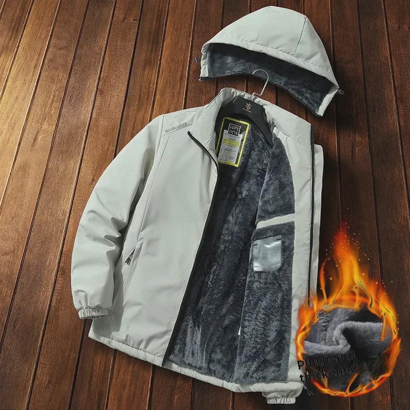 Men's 2023 Windproof & Waterproof Cotton-Padded Jacket with Detachable Hood.