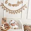 Stendardo Segno Mezzo Compleanno in Carta Kraft Scritta Corsiva Candelabro Ghirlanda 6 Mesi per Decorazioni Festa di Compleanno Baby Shower