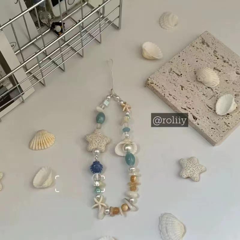 Hausgemachte Seestern Perlmutt Muschel Handy Kette Stern Sommer Kette Lanyard CCD Handgemachte Kamera Anhänger DIY Perlen