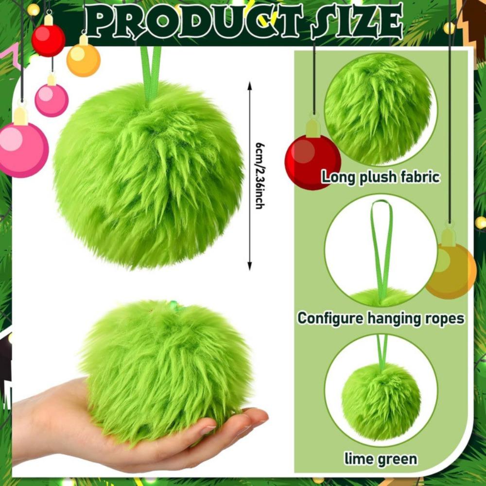 12 ks Plyšová vánoční ozdoba na stromek Koule 6cm Vánoční závěsné dekorace Krb